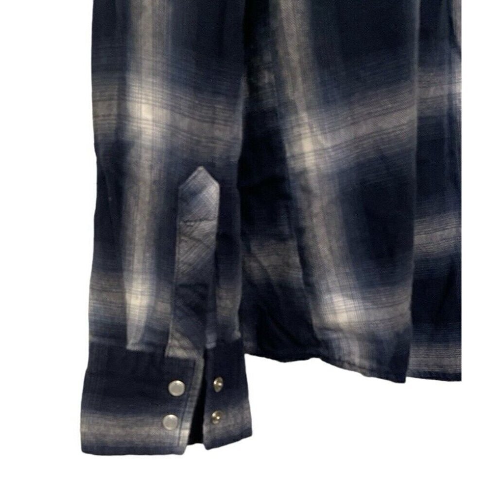 Cotton Rye Outfitters Snap Up Western Shirt Size XL Blue Plaid Long Sleeve - Picture 8 of 10